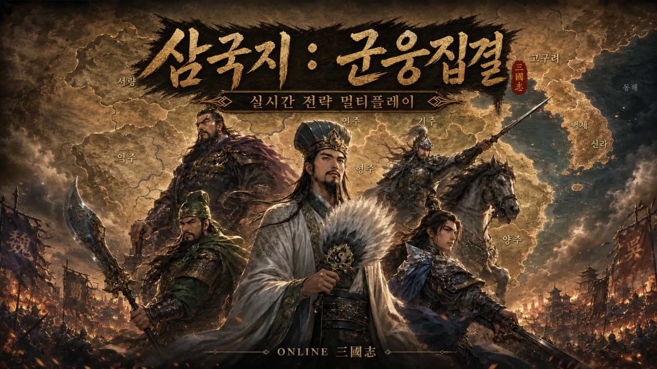 삼국지 : 군웅집결 공식 메인 이미지 — 삼국지 장수와 전략 지도